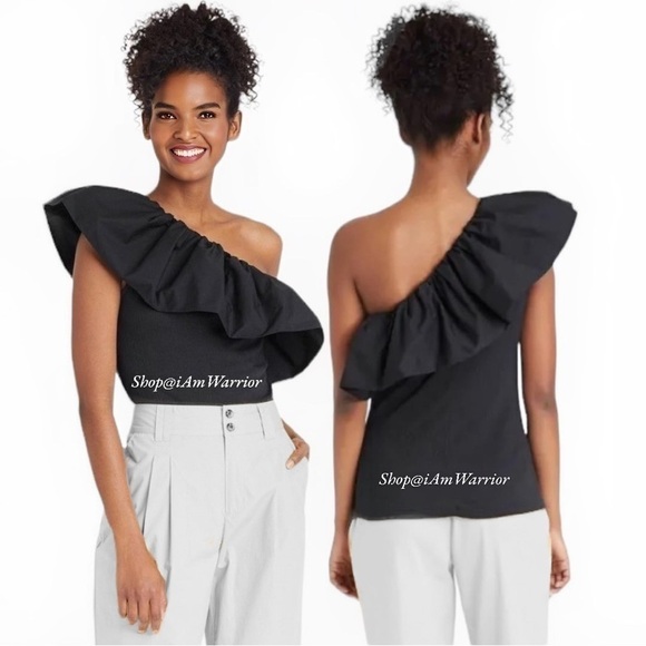 Who What Wear black ruffle one shoulder top *shop@iamwarrior - Picture 1 of 8